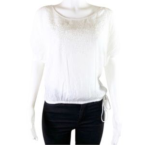 Mudd Open Shoulder Embroidered Beaded Blouse M